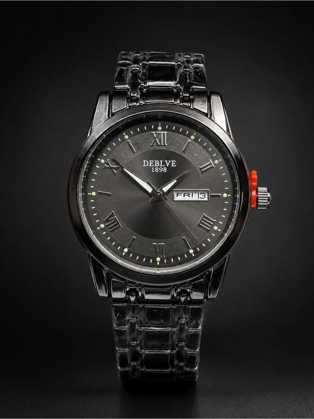 DEBLVE 1898 Men’s Mechanical Watch – Black Stainless Steel